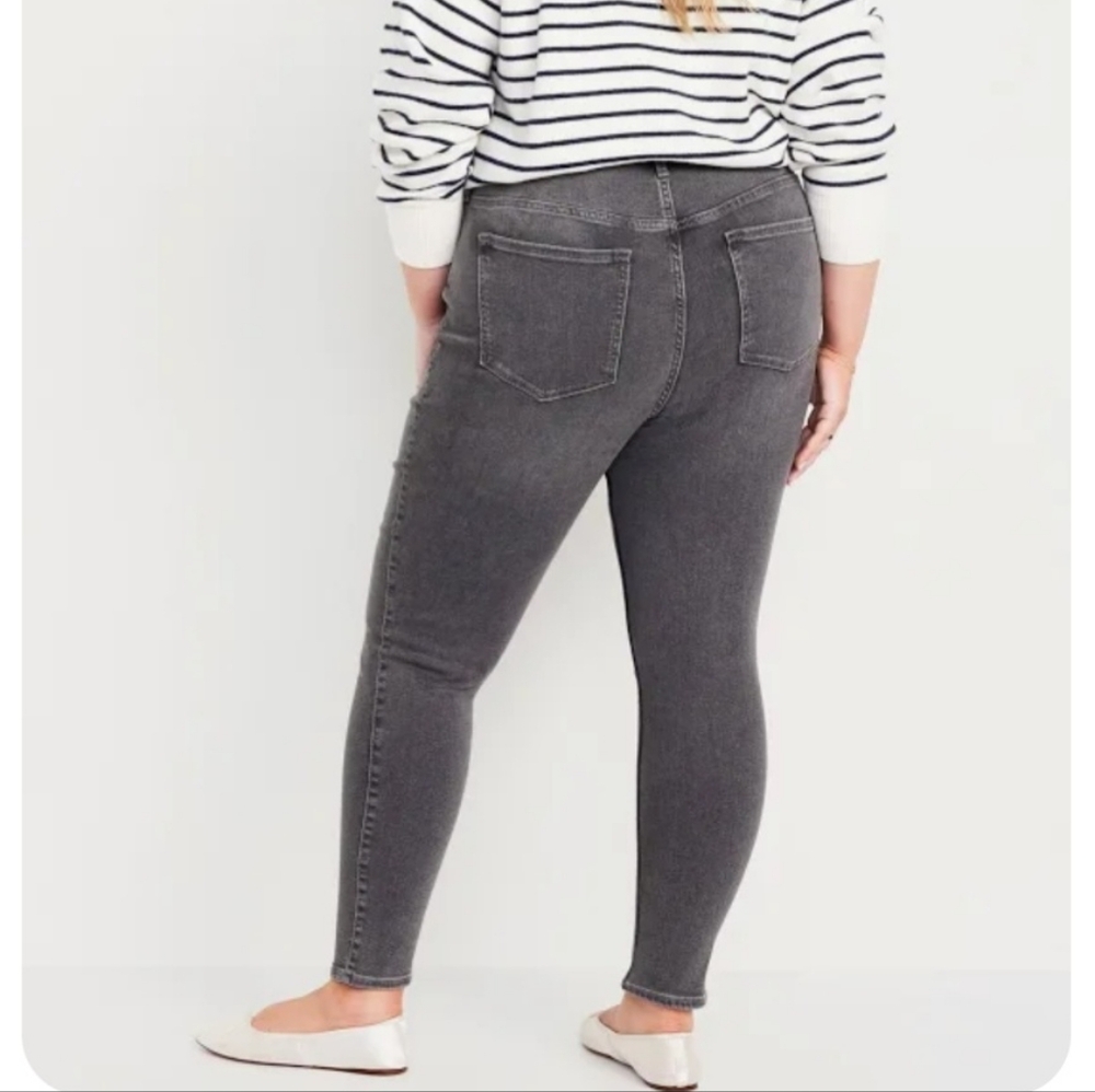 Gray Extra High Waisted Super Skinny Stretch Jeans
